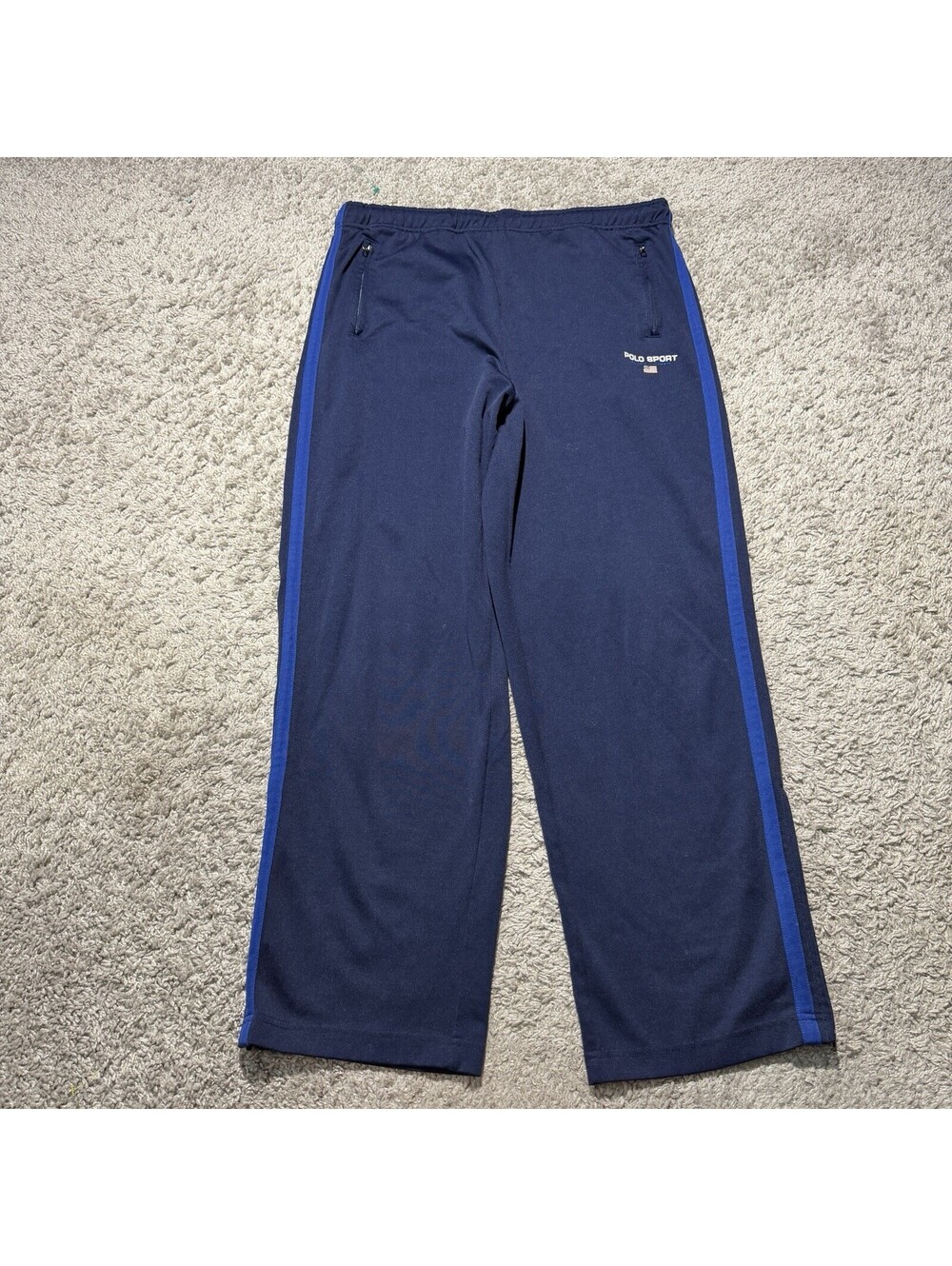 Vintage 90s Polo Sport Ralph Lauren Sweatpants Track Pants Ankle Zip Navy Men Sm